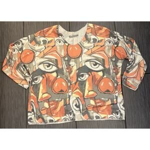 Made In Italy Women’s Relaxed Artsy Sweater Size XL Lightweight Abstract Boxy